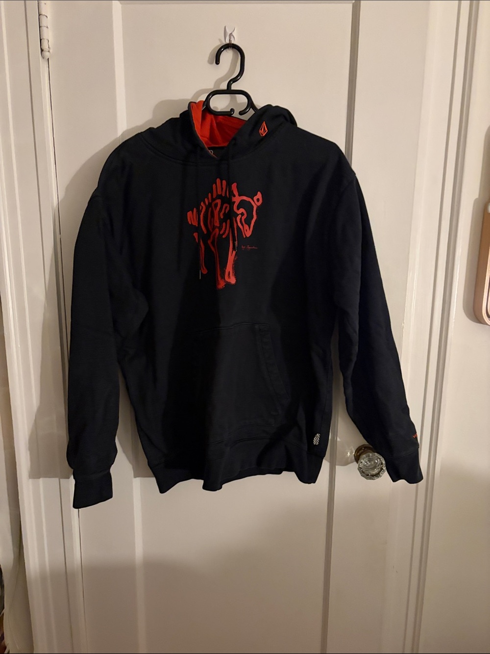 Volcom Black Pullover Hoodie with Red Graphic